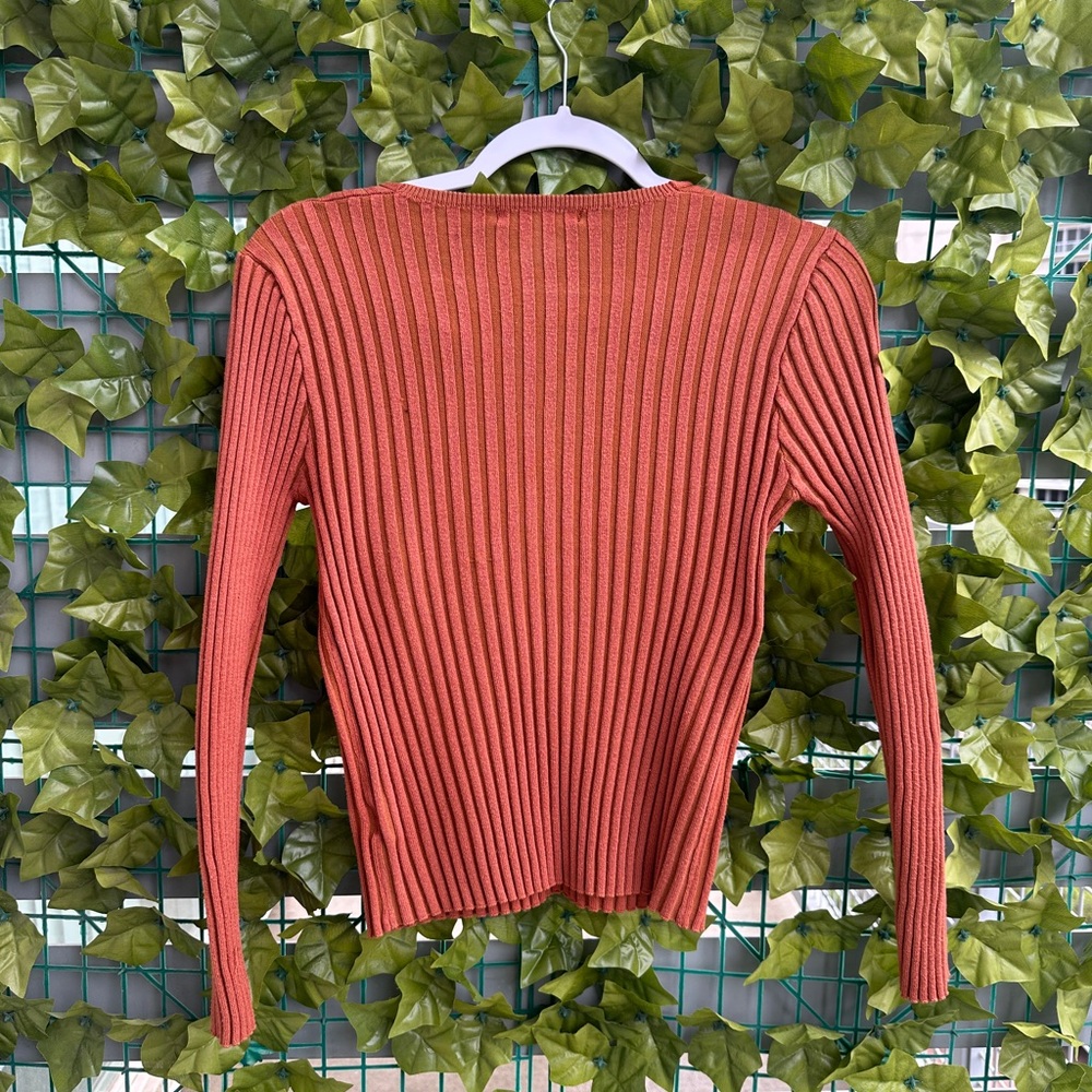 Rust Ribbed Knit Women's Top - Picture 2 of 4